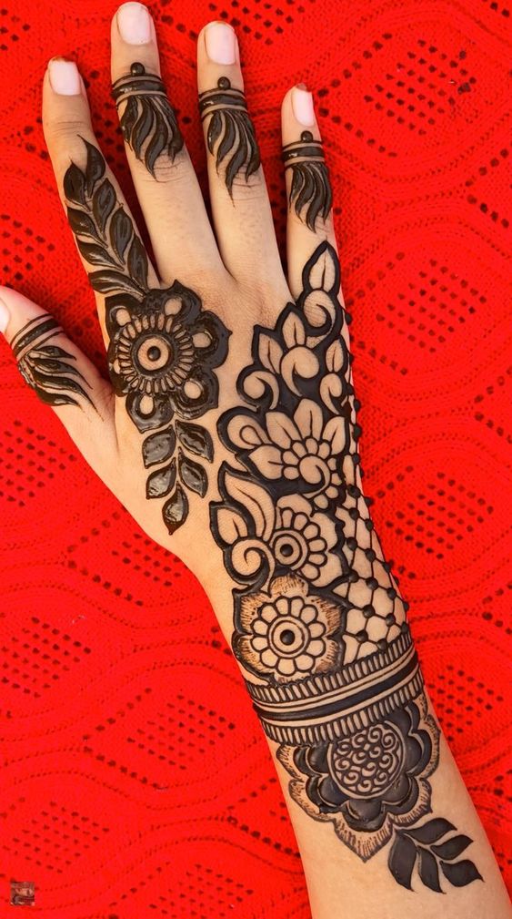 10. Full Hand Mehndi Design for Festival